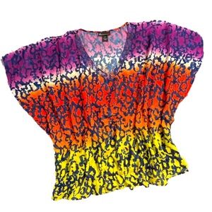 Lane Bryant Purple Orange Yellow Blouse 22/24